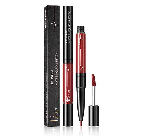 Lifeglow365 Velvet Matte Lip Gloss & Liner Duo - Agate Red